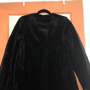 Black faux fur coat